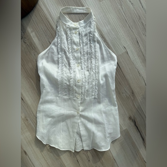 Celine Tops - CELINE 100%cotton Halter Ruffle Blouse